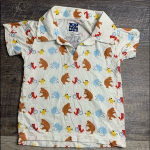 Kickee Pants animal parade collared shirt, Sz 2T